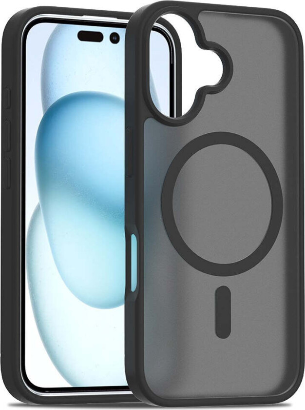 iPhone 16 Plus Matt Hybrid Deksel - MagSafe Kompatibel - Svart / Gjennomsiktig