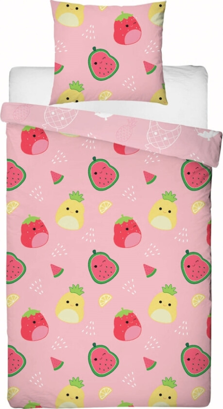 Squishmallows sengetøy - 140x200 cm - Squishmallows 2-i-1 sengesett - Dynetrekk i 100 % bomull