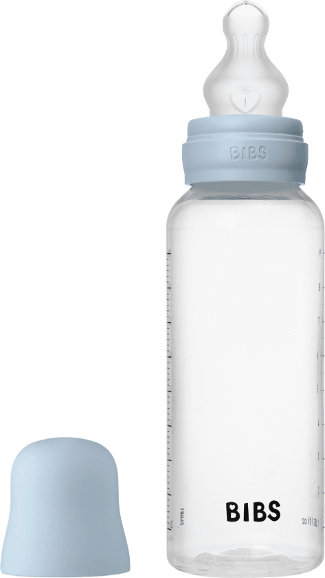 Baby Bottle Round Silicone Tåteflaske, Baby Blue, Medium Flow, 270 ml