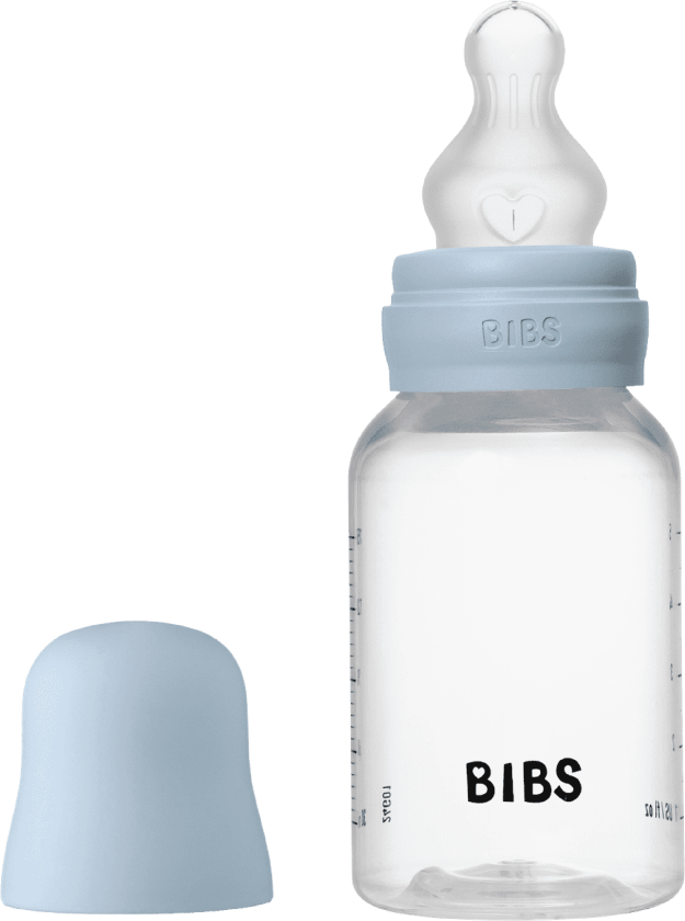 Baby Bottle Round Silicone Tåteflaske, Baby Blue, Slow Flow, 150 ml