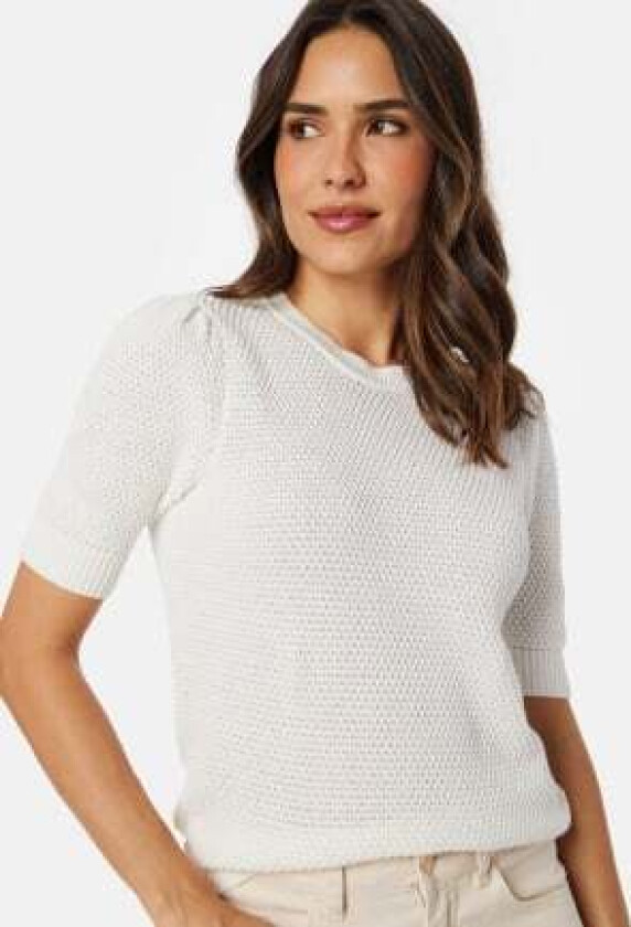 Vidalo O-Neck S/S knit top White Alyssum XXL