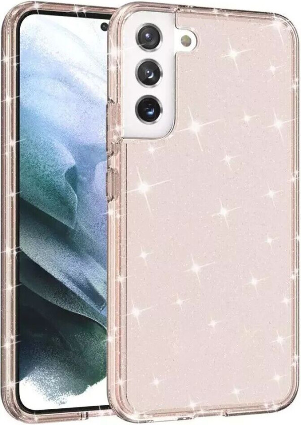 Samsung Galaxy S22 Hybrid Plastbakdeksel Gjennomsiktig - Rose Gold Glitter