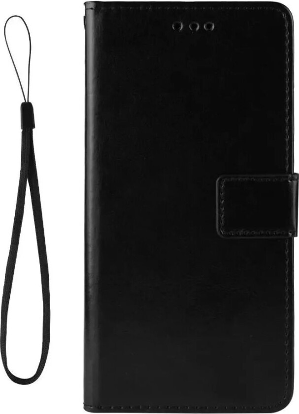 Samsung Galaxy A51 Skinn Flip Deksel m. Stativ & Stropp - Svart