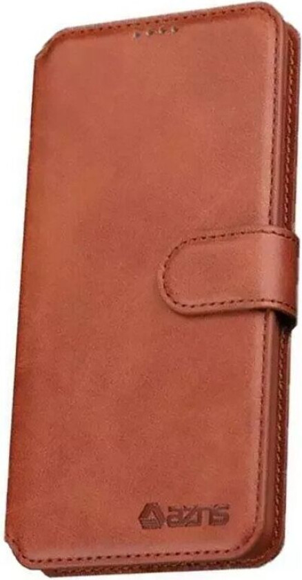 Samsung Galaxy S10 Skinn Flip Deksel m. Lommebok - Brun