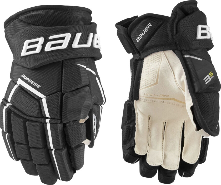 bauer S21 SUPREME 3S PRO GLOVE - INT 21/22, hockeyhanske intermediate BLACK/WHITE