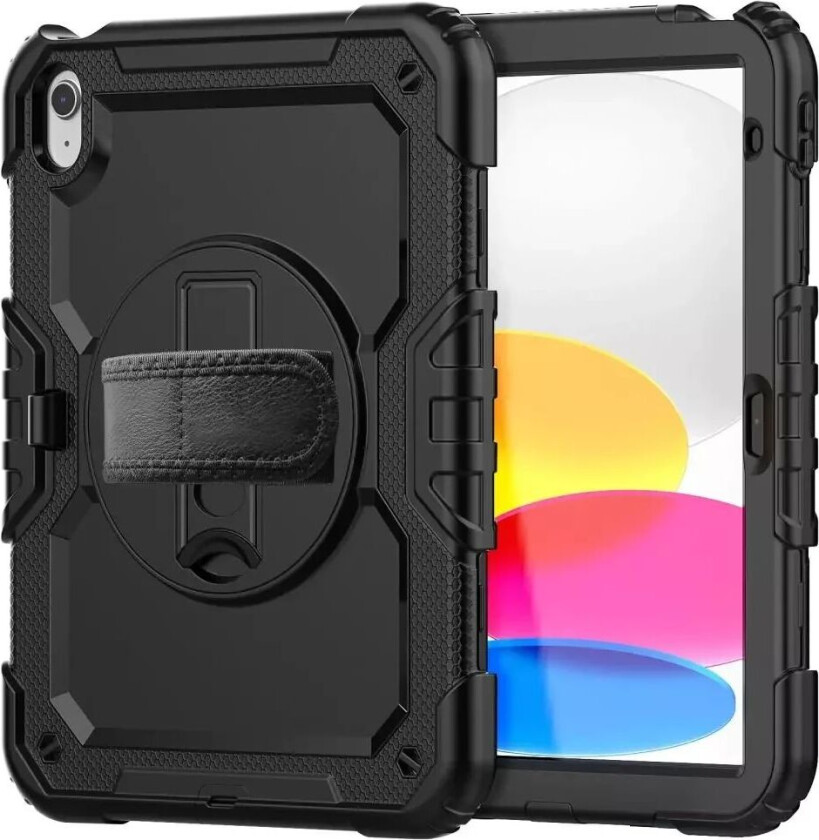 Tech-Protect iPad 10,9" 2022 Tech-Protect Solid360-deksel med Beskyttelsesfilm, Håndholder og Skulderstropp - Svart