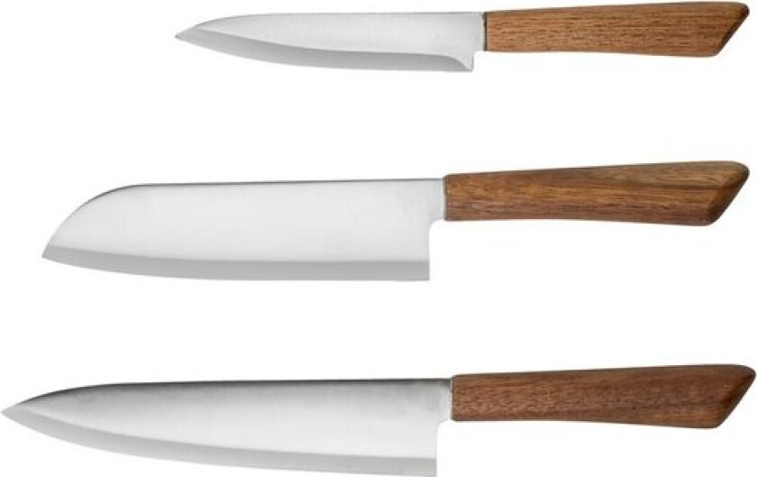 Concept knivsett 3 deler trehåndtak stål/brun