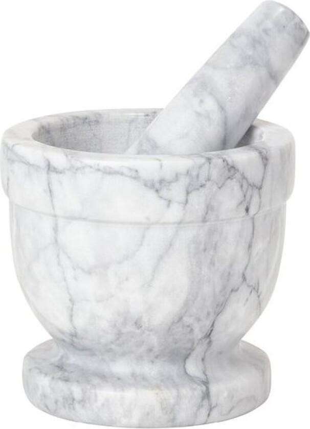 Classic morter i marmor 11,5 cm natur/hvit