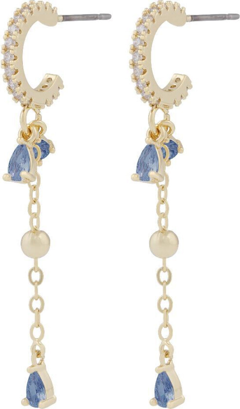 Snö of Sweden, Seine øredobber i forgylt messing med lyse blå zirkonia