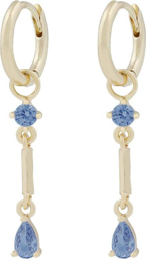 Snö of Sweden, Seine øredobber i forgylt messing med lyse blå zirkonia
