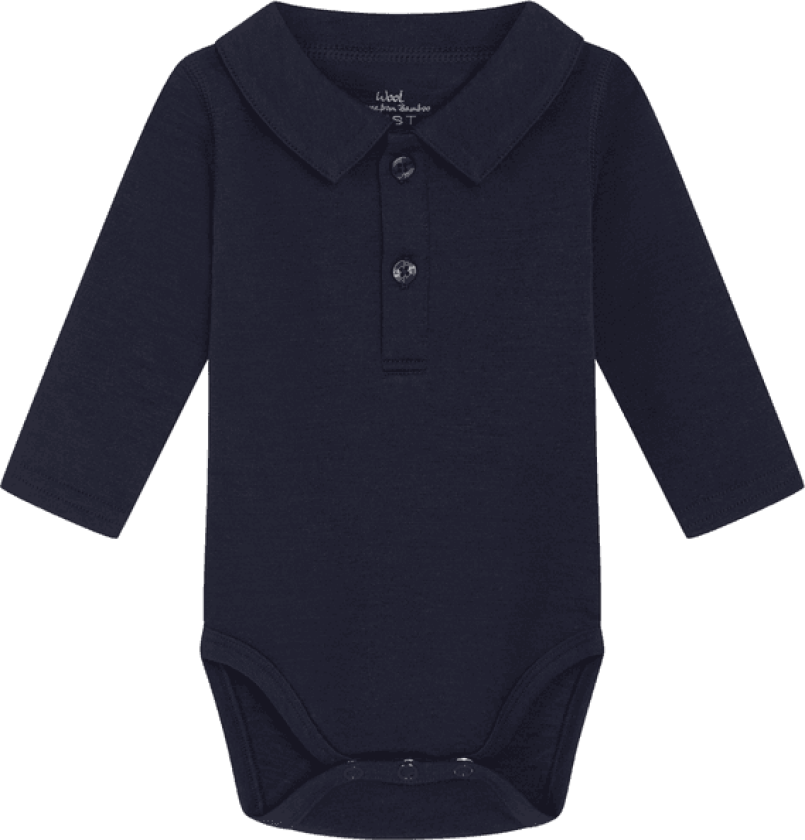 Hust & Claire Caldur body med krage i ull/bambus, Navy