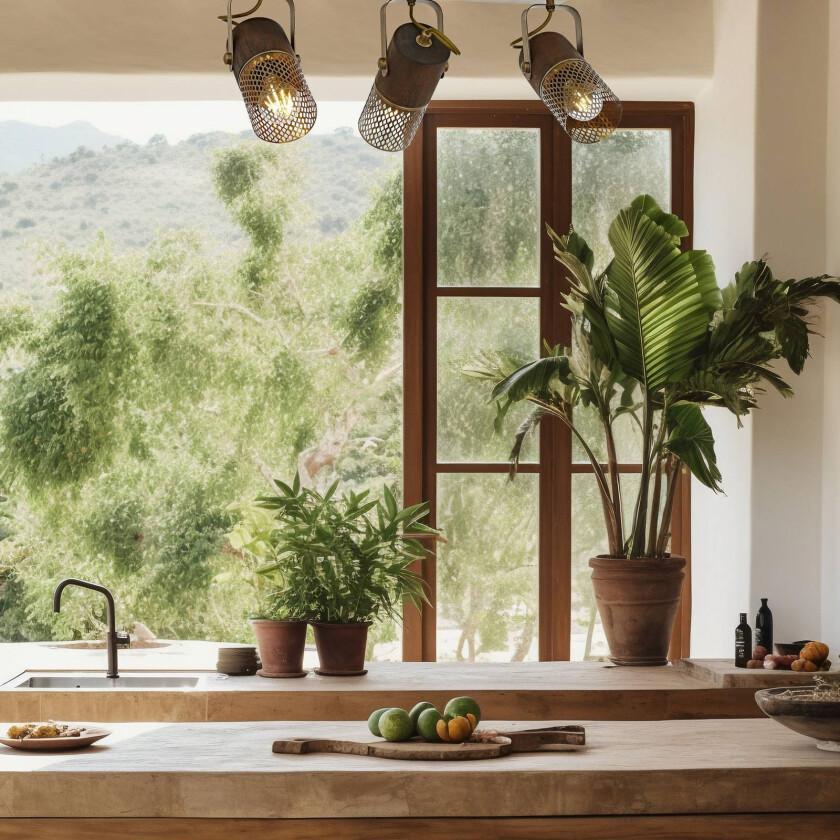 Taklampe Albrecht antikk gull lengde 60 cm metall/tre 3flg.