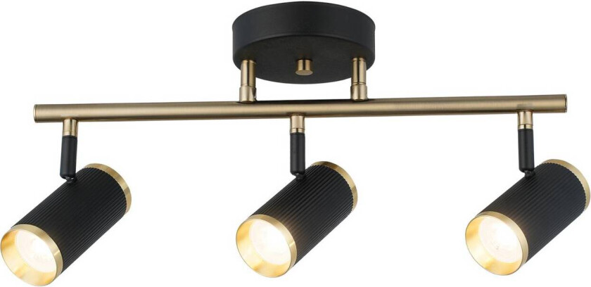 Downlight Lume, lineær, 3 lyskilder, svart/messing, jern