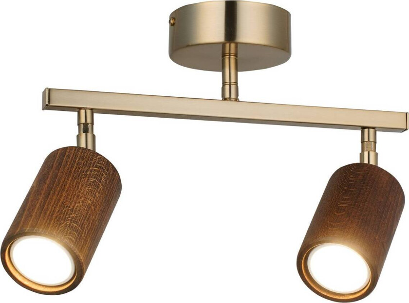 Legno downlight, 2 lyskilder, brun/messing, høyde 23 cm, tre