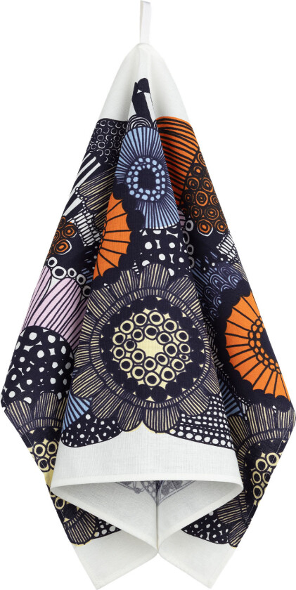 Bilde av Siirtolapuutarha kökshandduk 47x70 cm hvit lysegul oransje lyseblå - Kjøkkenhåndklær - Maija Louekari - Oransje,Hvit,Blå,Gul