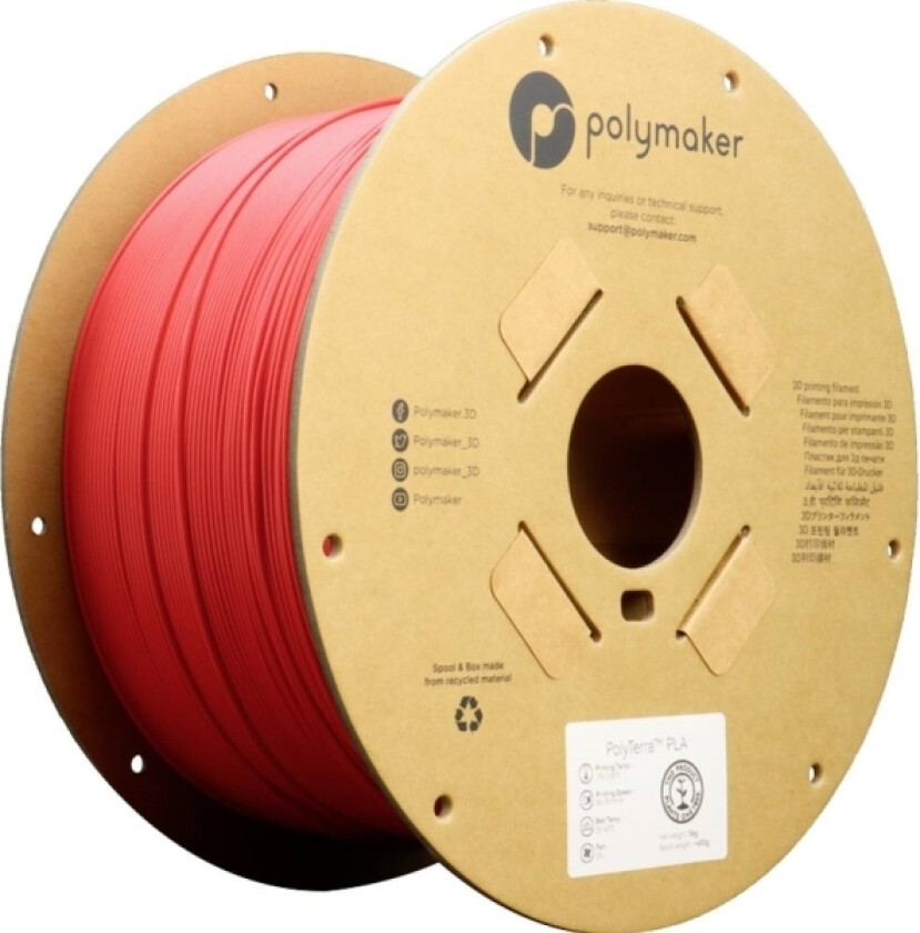 Polymaker Pa04010 Regular Filament Pla-Plast Med Lavere Kunststofindhold, Mat 1.75 Mm 3000 G Lava Red Polyterra™ 1 Stk