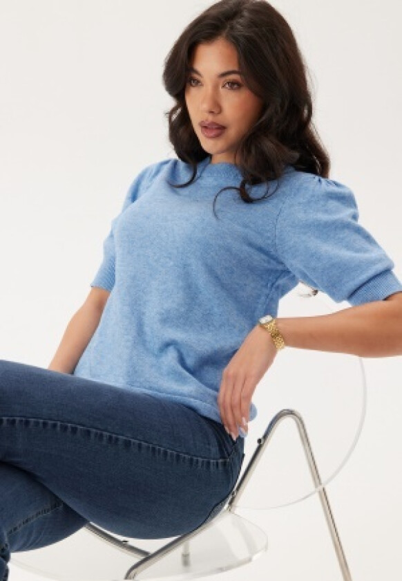 Viril 2/4 SLEEVE O-NECK KNIT T Blissful Blue Detail:light Mel XXL