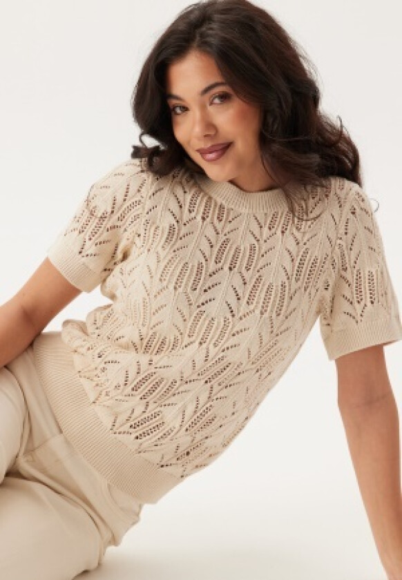 Vicotti S/S O-NECK KNIT TOP - Birch XXL