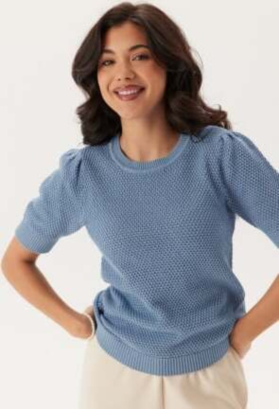 Vidalo O-Neck S/S knit top Blissful Blue XL