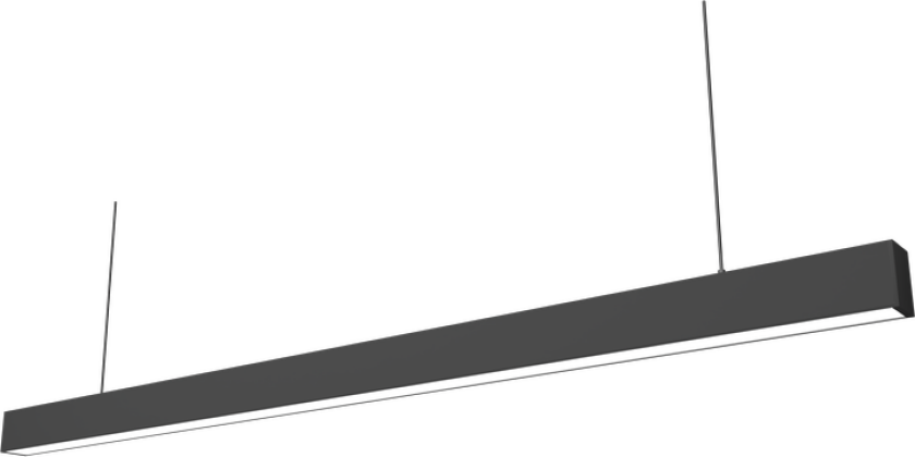 48W LED lysskinne, taklampe for kontor - Svart, 120 lm/W, 150 cm, inkl. wireoppheng - Farge på huset : Svart, Kulør : Varm