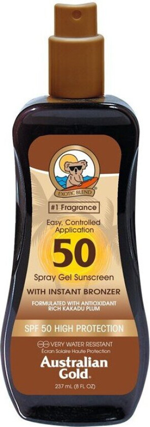 Australian Gold - Sunscreen SPF50 Spray Gel w. Instant Bronzer 237 ml