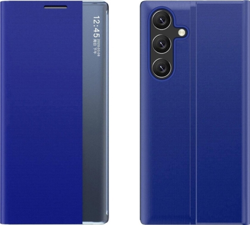 Nytt Sleep Case-Deksel Til Samsung Galaxy S25, Deksel Med Klaff Og Stativ - Blå