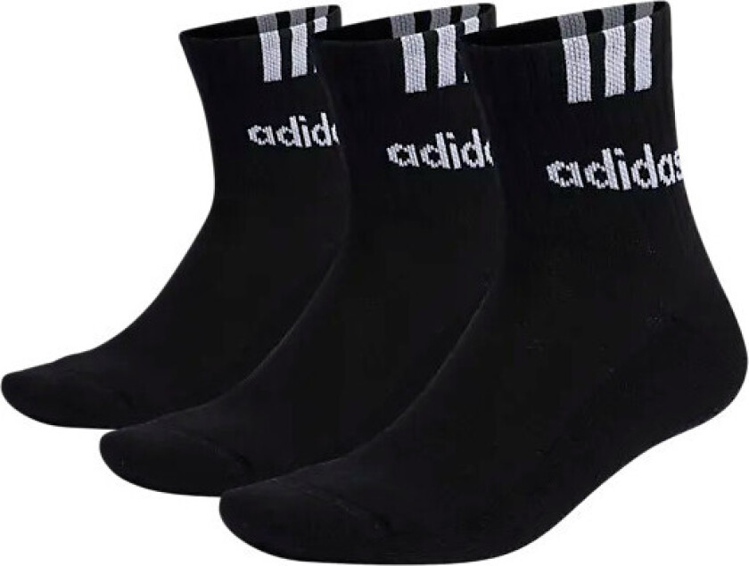 3-Stripes Linear Half-Crew Cushioned Socks 3 Pairs Black/white
