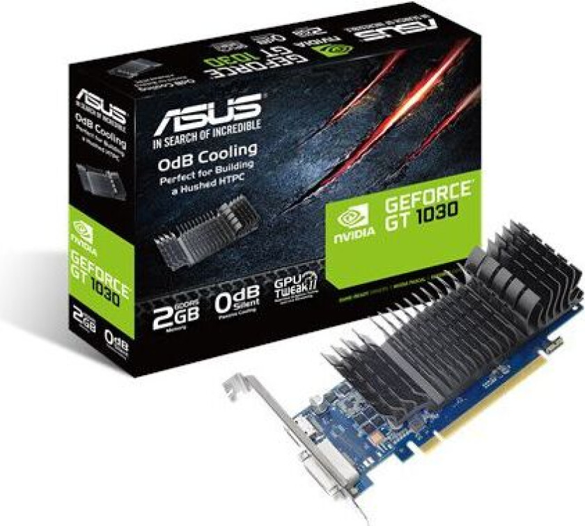 Asus Gt1030-Sl-2G-Brk - Grafikkort - Gf Gt 1030 - 2 Gb Gddr5 - Pcie 3.0 Lav Profil - Dvi, Hdmi - Uten Vifte