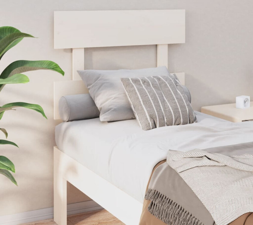 Sengegavl hvit 103,5x3x81 cm heltre furu