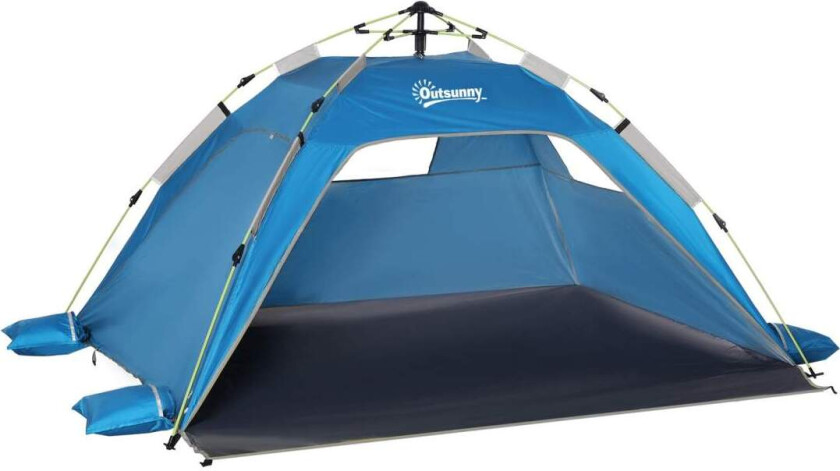 Beach Shelter Pop Up strandtelt for 1-2 personer med solbeskyttelse Strandskygge med glidelåsdør, bæreveske for familie, piknik