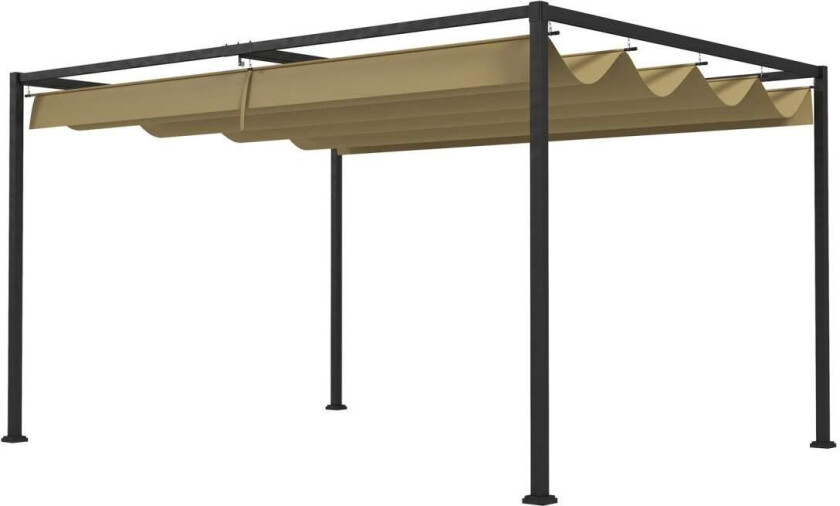 Pergola 3x2m hagepaviljong, terrassetak laget av metall, hagepaviljong med justerbart tak, frittstående, solbeskyttelse for terr