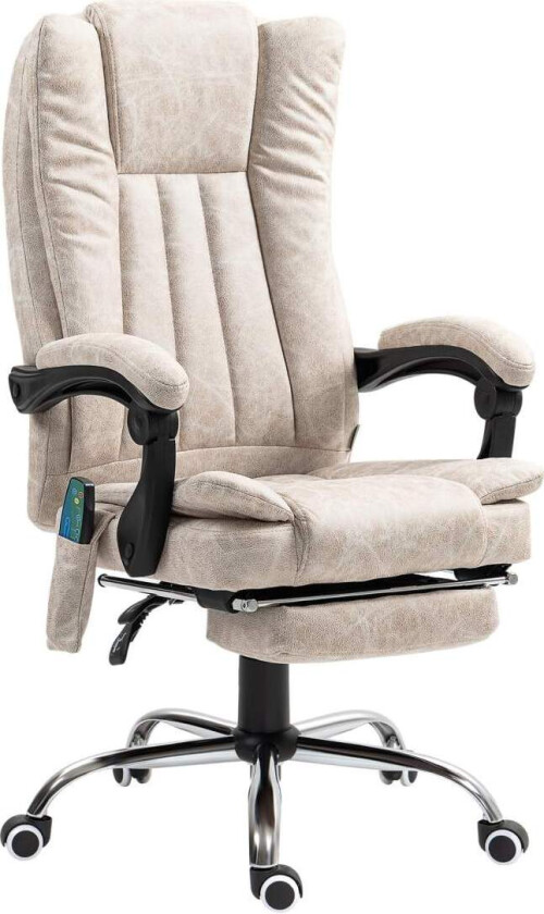 Kontorstol med massasjefunksjon, ergonomisk skrivebordsstol med liggefunksjon, varmefunksjon, høydejusterbar svingstol med fotst