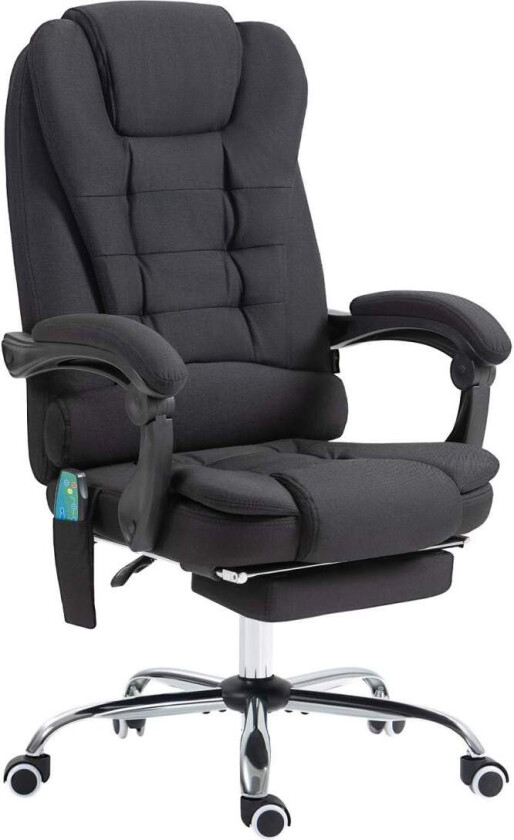 Kontorstol med massasjefunksjon, ergonomisk skrivebordsstol med ligge- og varmefunksjon, høydejusterbar datastol med fotstøtte