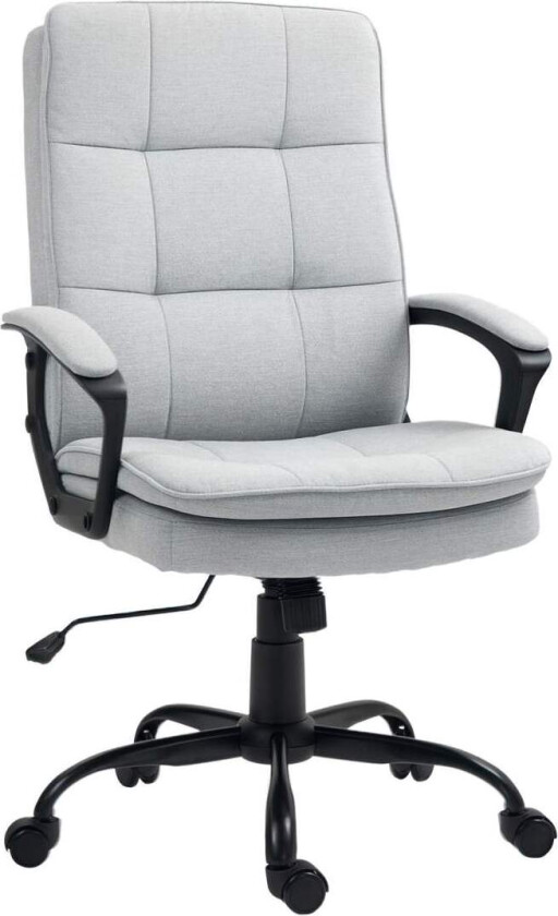 Kontorstol Ergonomisk skrivebordsstol med armlen, høydejusterbar svingstol med vippefunksjon, linlook, polstret datamaskinstol
