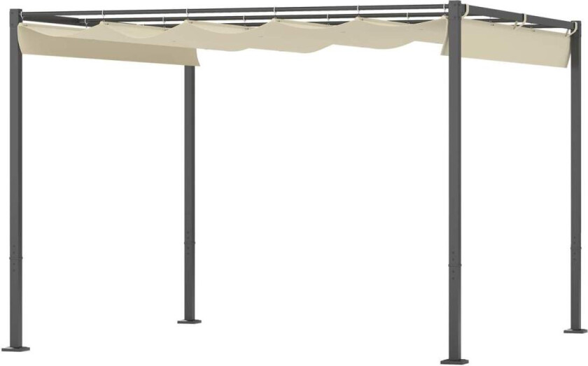Pergola ca 3x3m hagepaviljong, metallterrassetak, hagepaviljong med justerbart tak, frittstående, UV-beskyttelse 30+, for terras