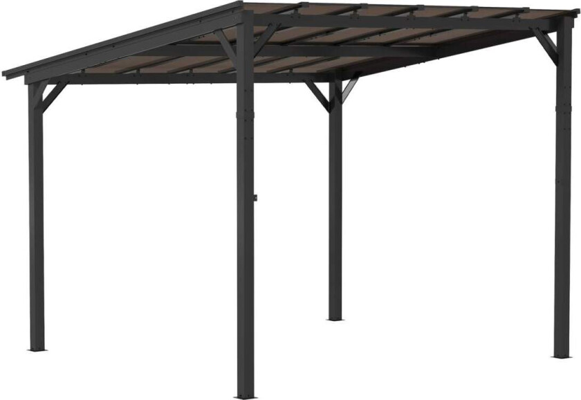 Pergola paviljong ca 3x3m, vanntett, stabil, vintertett uteplass med UV-beskyttelse 50+, vegghengt hagepaviljong av metall, sols