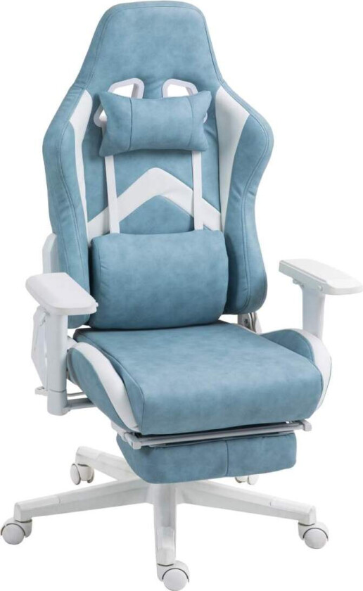 Gamingstol med liggefunksjon, høydejusterbar skrivebordsstol med hode- og korsryggputer, ergonomisk gamingstol med uttrekkbar fo