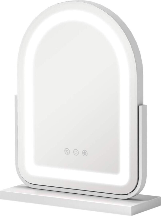 Sminkespeil, 33 x 44,5 cm sminkespeil med LED-lys, 3 lysfarger, 360° roterbart sminkespeil med berøringskontroll, metallramme, h