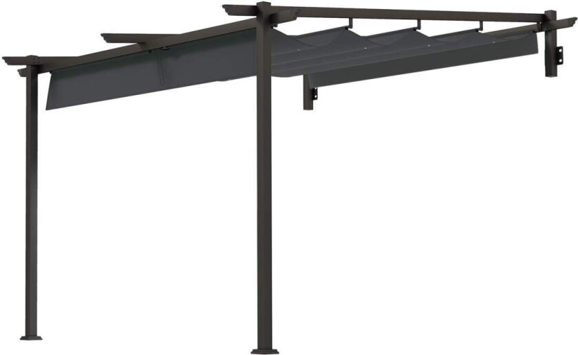 Terrassetak pergola ca 3x3m terrassetak, hagepaviljong i aluminium, veggfeste, hagepaviljong med justerbart tak, solskjerming fo