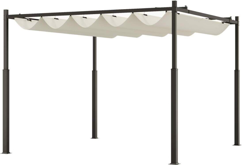 Pergola ca 3x3m hagepaviljong, terrassetak av metall, hagepaviljong med justerbart tak, frittstående, UV-beskyttelse 30+, for te