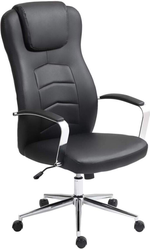 Kontorstol med vippefunksjon, polstret skrivebordsstol, høydejusterbar svingstol med liggefunksjon, bæreevne opptil 120 kg, for