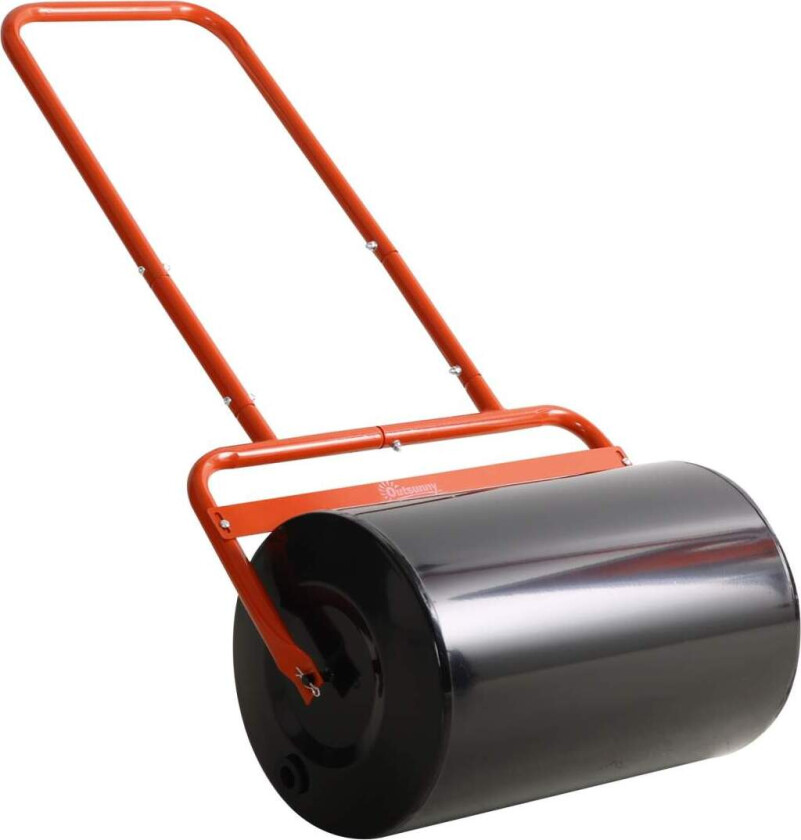 Plenrulle 50cm bred, hagerulle kan fylles med 38L vann/62kg sand, håndrulle med U-formet håndtak, plenrulle av stål, feltrulle