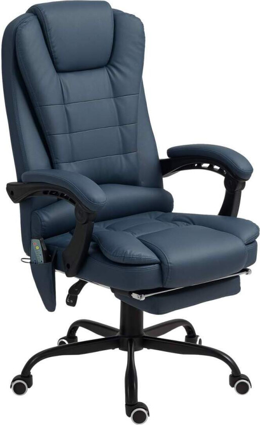 Kontorstol med 7-punkts massasje, ergonomisk kontorstol med liggefunksjon, høydejusterbar lederstol med fjernkontroll, 120 kg bæ