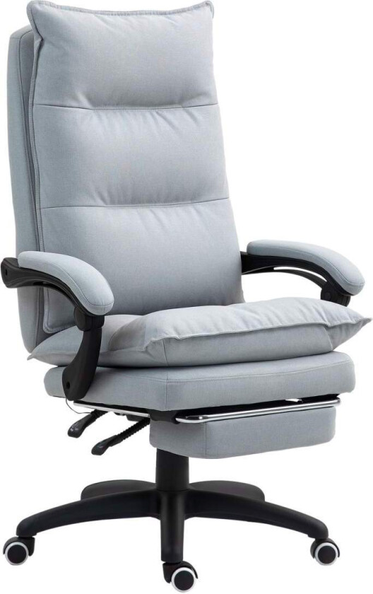 Kontorstol med massasjefunksjon, ergonomisk skrivebordsstol med ligge- og svingfunksjon, høydejusterbar datastol med fotstøtte