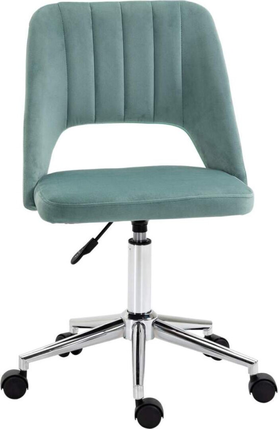 Skrivebordsstol, høydejusterbar hjemmekontorstol uten armlener, roterende kontorstol med fløyelslook, ergonomisk sminkestol for