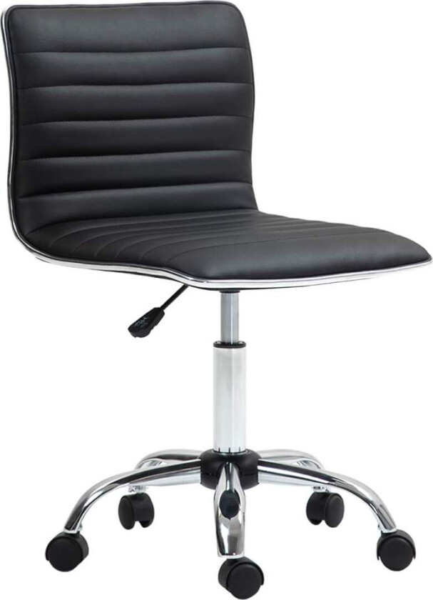 Kontorstol med ryggstøtte, høydejusterbar svingstol med hjul, skrivebordsstol kan holde opptil 120 kg, for studie, kontor, svart
