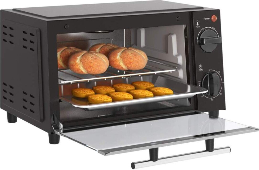 Bilde av Miniovn 9L miniovn med stekebrett, grillrist, 100 °C-230 °C, med justerbar temperatur og steketid, 60 min timer, 750W, rustfritt