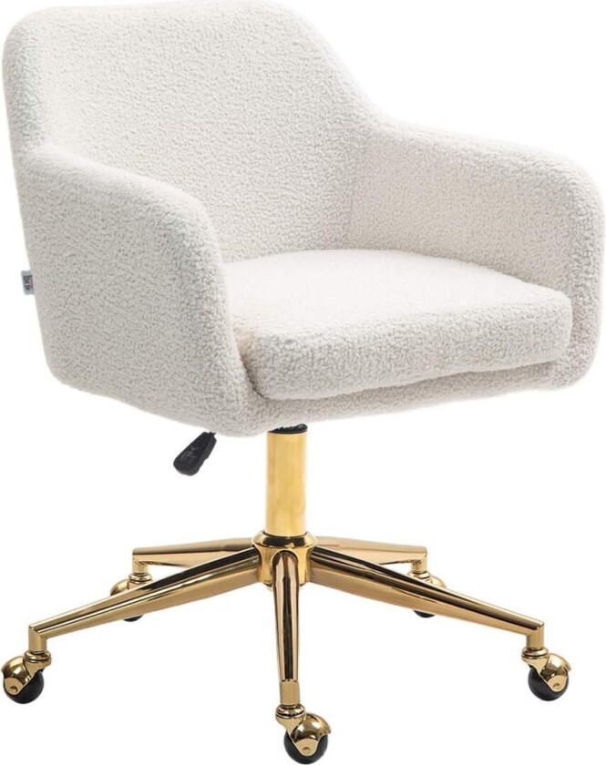 Kontorstol, høydejusterbar skrivebordsstol, avslapningsstol med stålramme, svingstol med fløyelslook, til kontor, arbeidsrom, kr