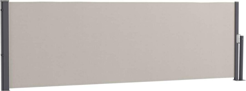 Sidemarkise uttrekkbar 300x100cm hagemarkise personvernvegg med UV-beskyttelse vindbeskyttelse laget av polyester i lys grå