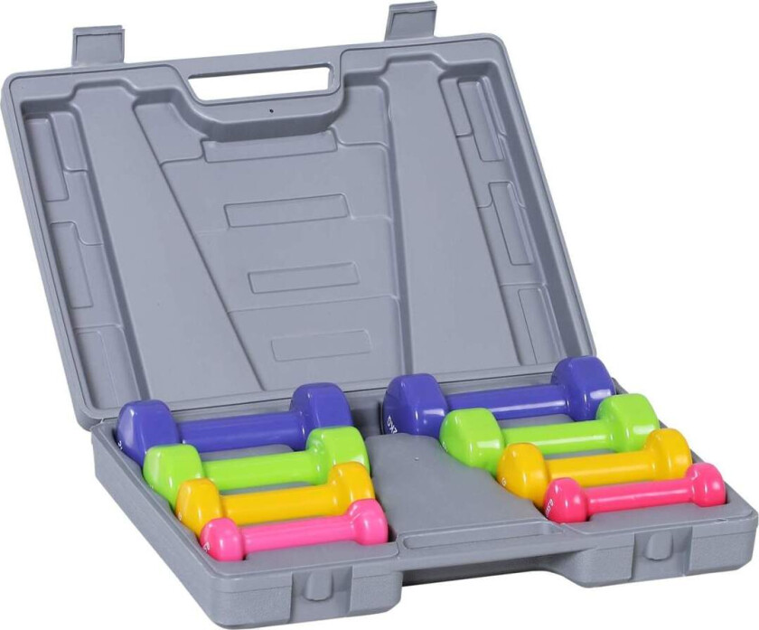 Hantelsett Hantelsett med koffert 4 par manualer 05 1 15 2 kg Bærbar for hjemmet og treningsstudio Jernplast